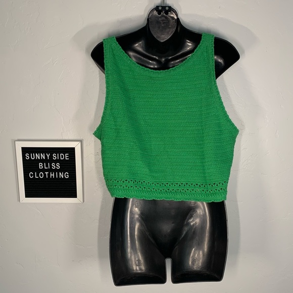 Scoop Green Cropped Knit Top Size 3XL - Picture 4 of 8